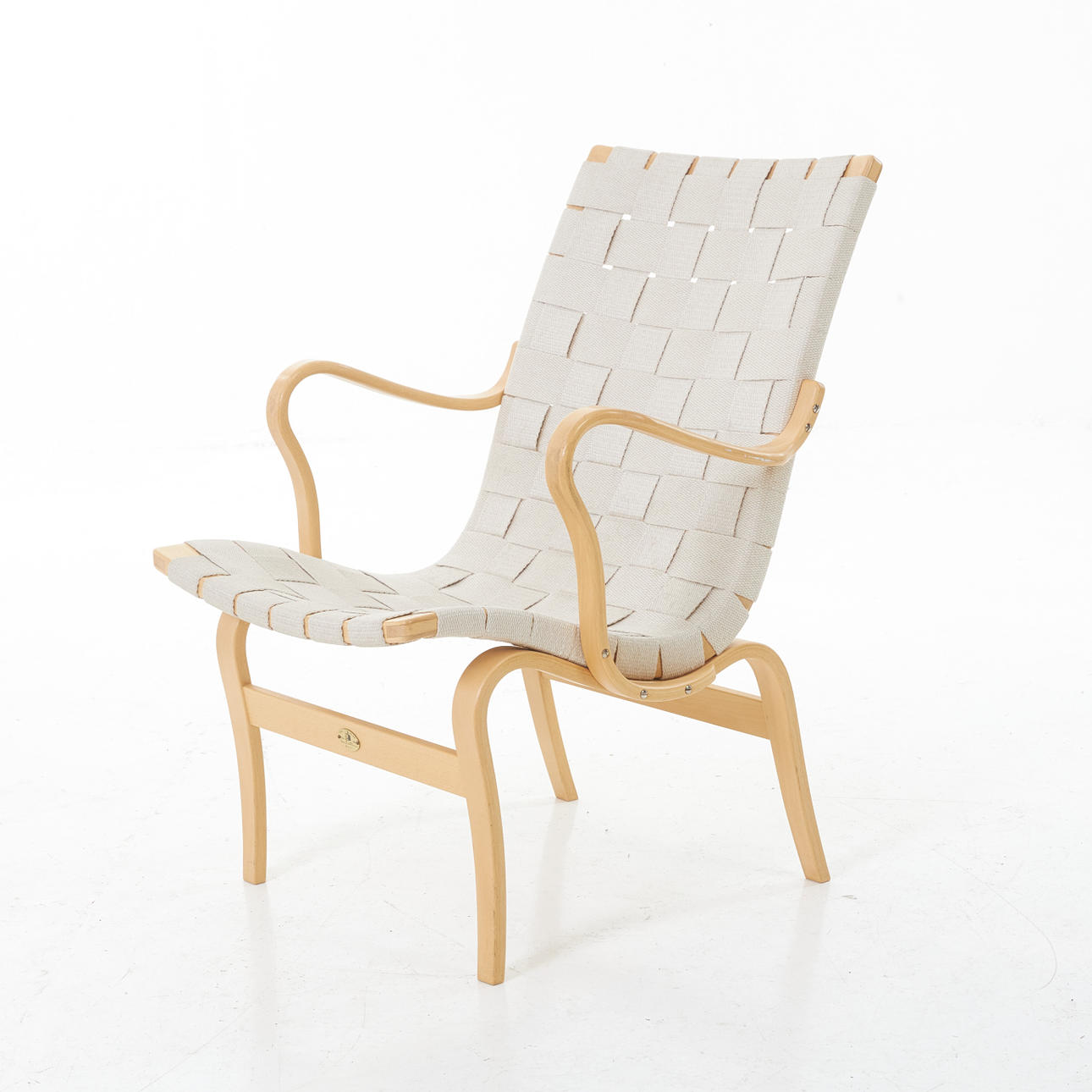 BRUNO MATHSSON. Fåtölj, "Eva", sadeljord.