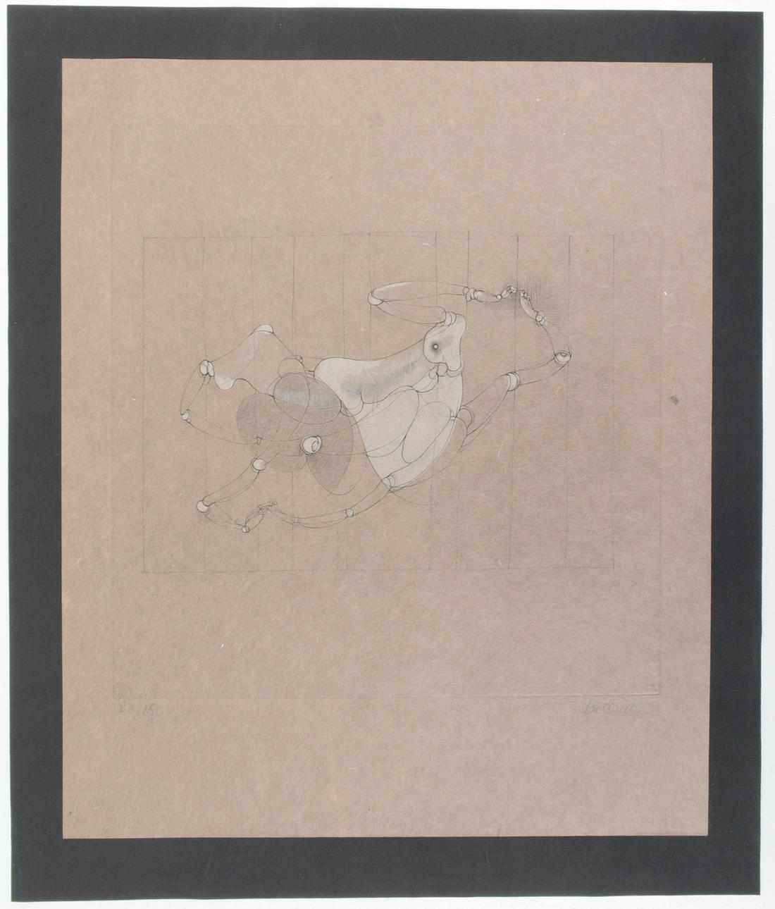 HANS BELLMER. Erotik Weiß. Radierung.