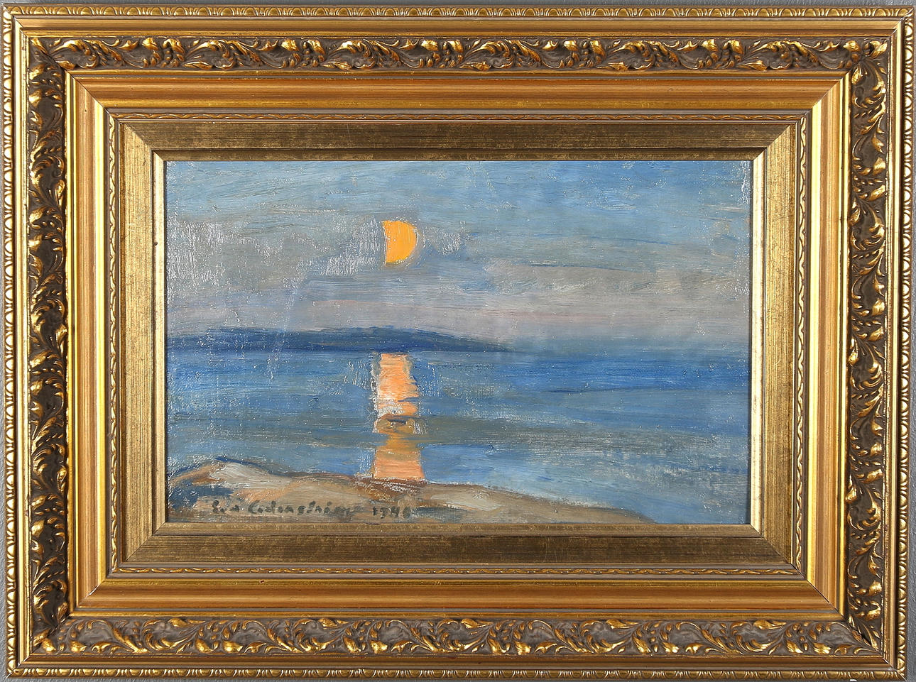 EVA CEDERSTRÖM. Olja på pannå, signerad och daterad 1948.