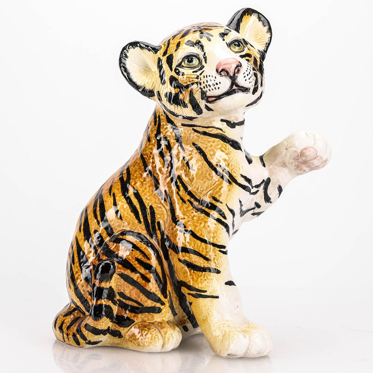 FIGURINE, Tiger cub, ceramic, Italy.