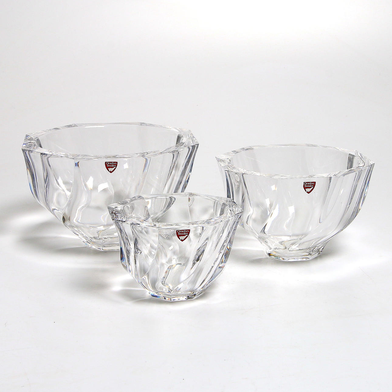 SKÅLAR, 3 st, glas, "Residence", Olle Alberius, Orrefors.