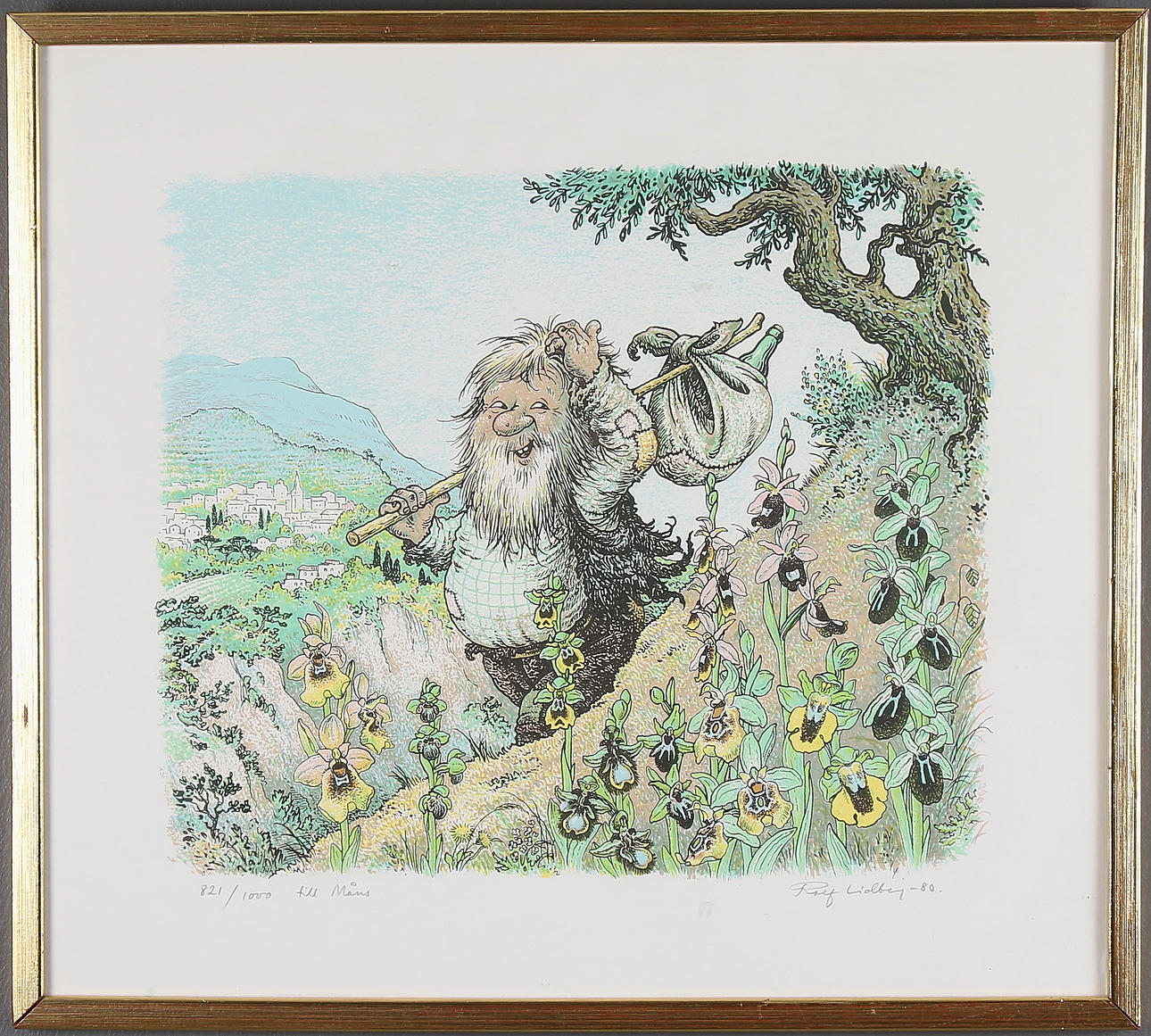 ROLF LIDBERG. Färglitografi, signerad, numrerad 821/1000 och daterad -80.