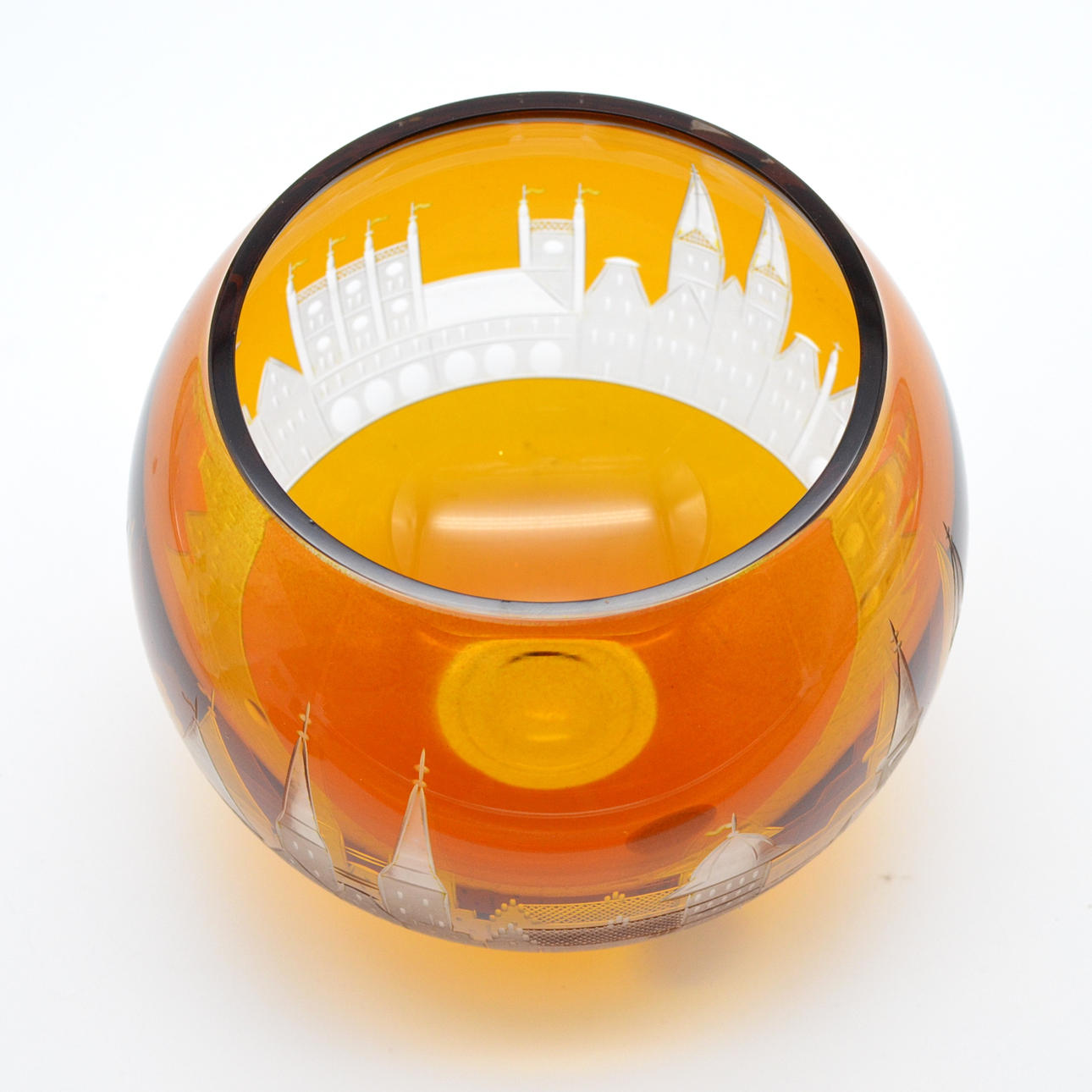 CARL ROTTER LARGE BALL VASE - HANDCRAFTED - WITH CITY SILHOUETTE ...