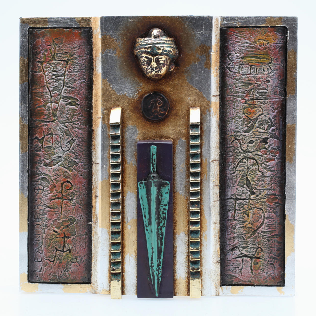 MOGENS LEANDER. IKON, patinated metal, signed.