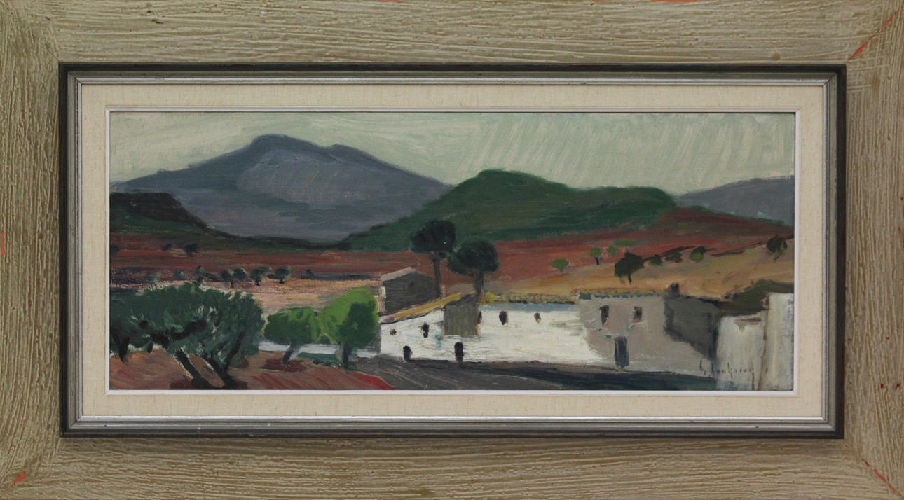 Parti konst (4). Olja på duk och pannå. Bl.a. Gideon Isaksson.