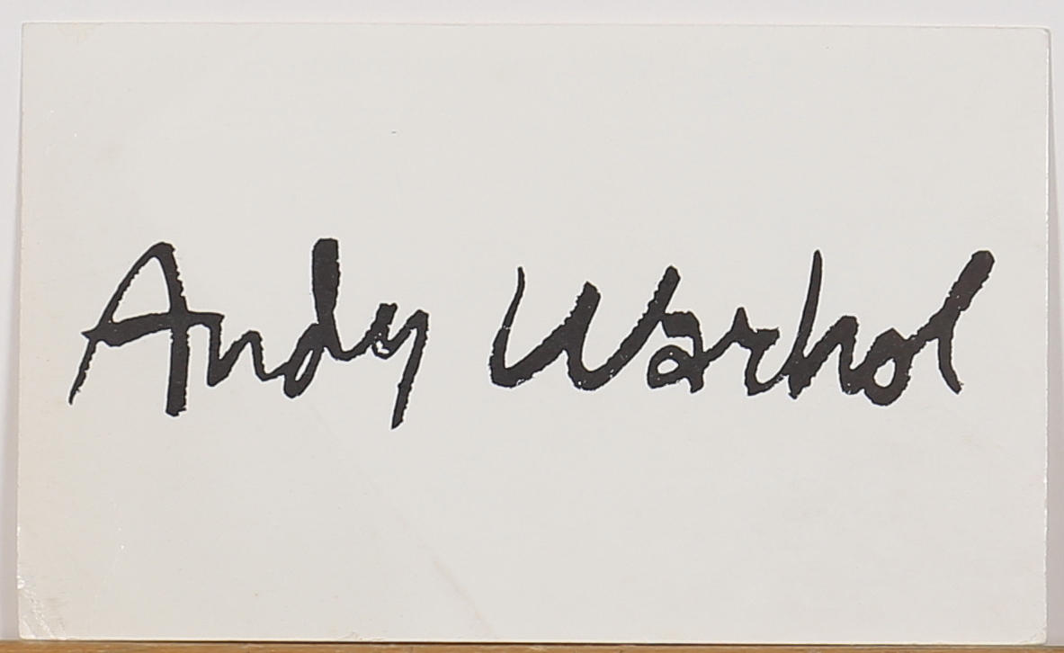 VERNISSAGEKORT, Andy Warhol max protetch 2151p street, n w, washington, dc 20037, 1975. Osignerad.