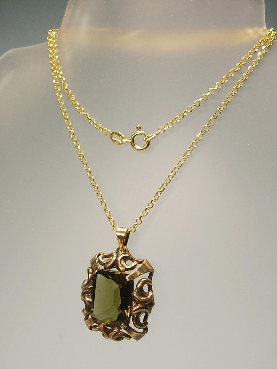 ART DECO PENDANT SILVER 835 GOLD PLATED.