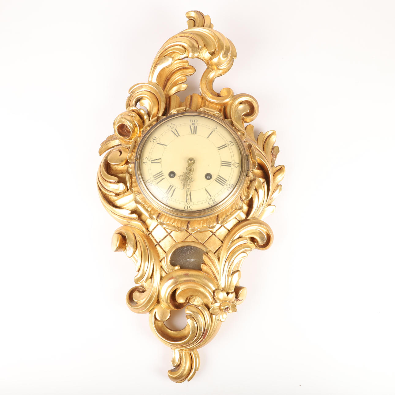 VÄGGPENDYL, förgylld, rokokostil.