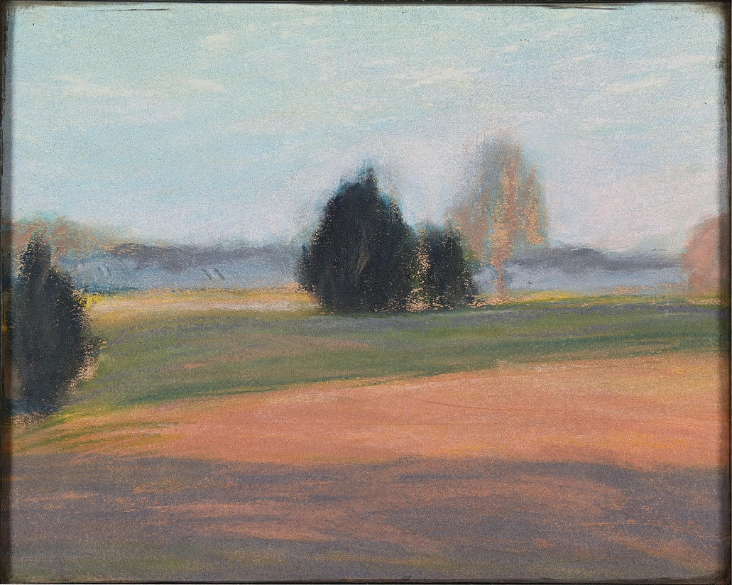 ATTRIBUTED TO VILHELM HAMMERSHOI. "Danish Landscape Study". Pastel chalk on paper.