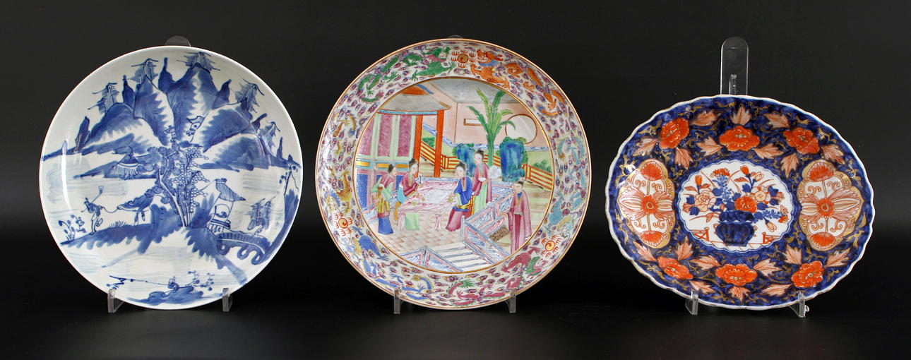 PARTI TALLRIKAR, 6 st, porslin, Kina och Japan, 1800/1900-tal.