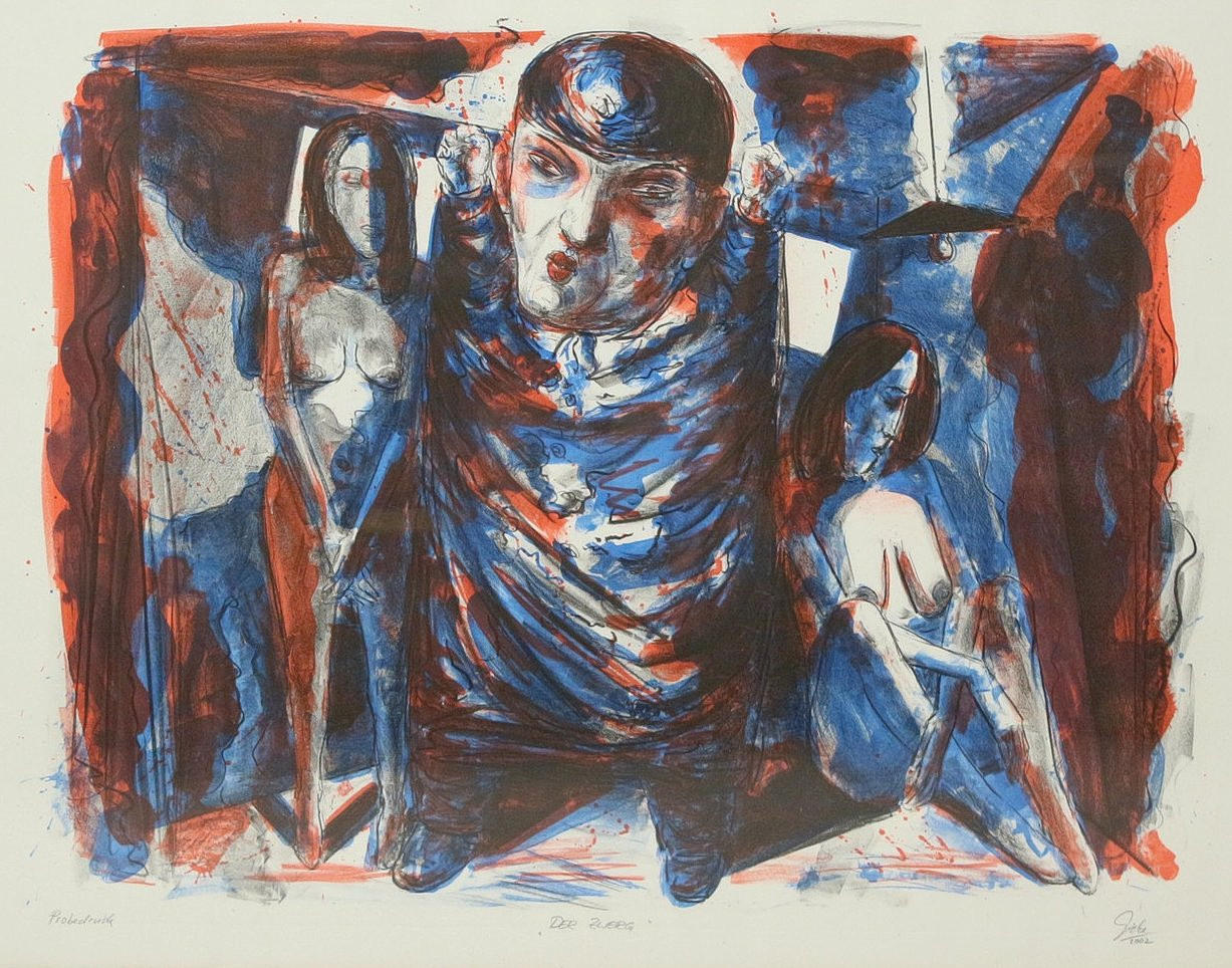 HUBERTUS GIEBE (bk). 'The Dwarf', 2002, color lithograph, proof, signed.