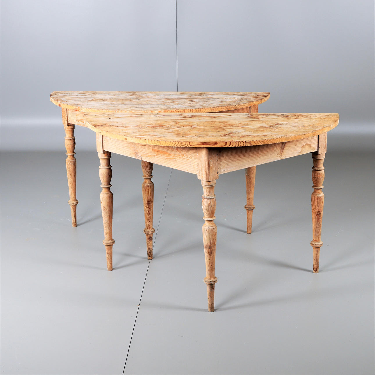 HALF-MOON TABLE, 1 pair, pine, 19th century.