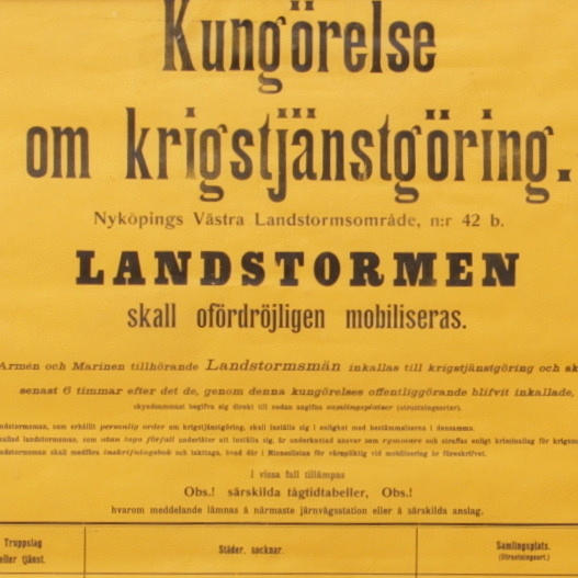 AFFISCH, "Kungörelse om krigstjänstgöring", 1912.