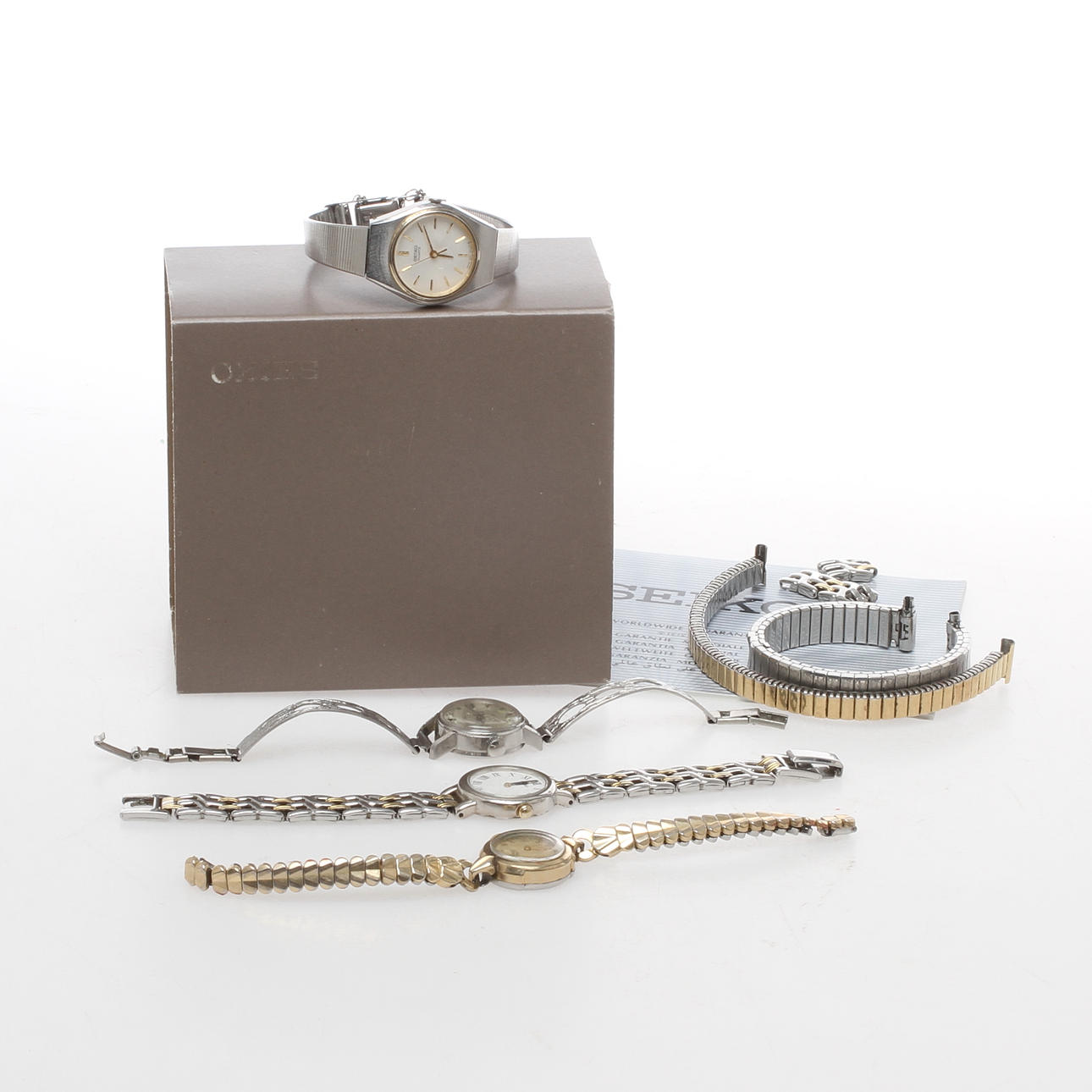 DAMARMBANDSUR, 4 st, Seiko, Facit samt Tissot.