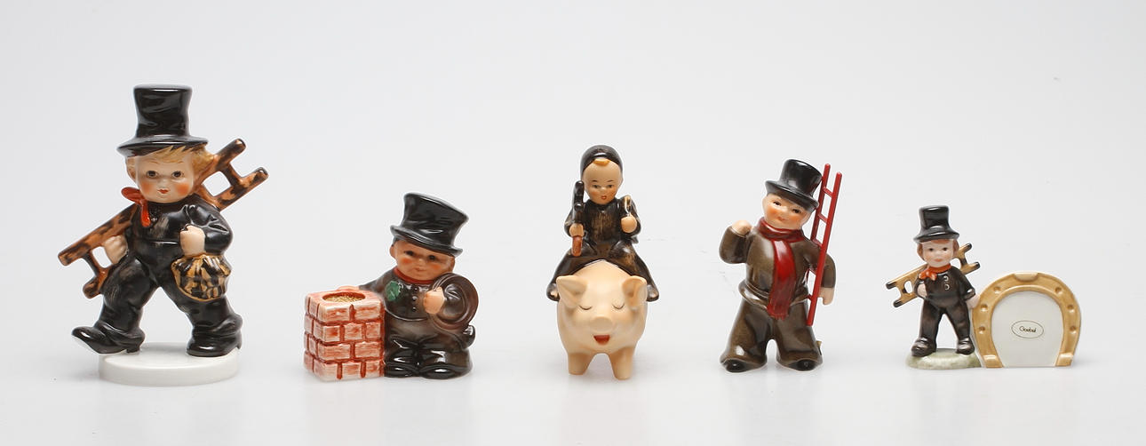 FIGURINER, 5 st, porslin, Goebel, Tyskland.