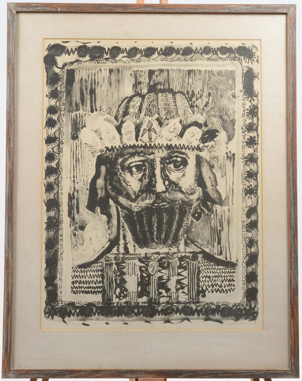 BENGT DIMMING. Lithograph. Man with hat and beard.
