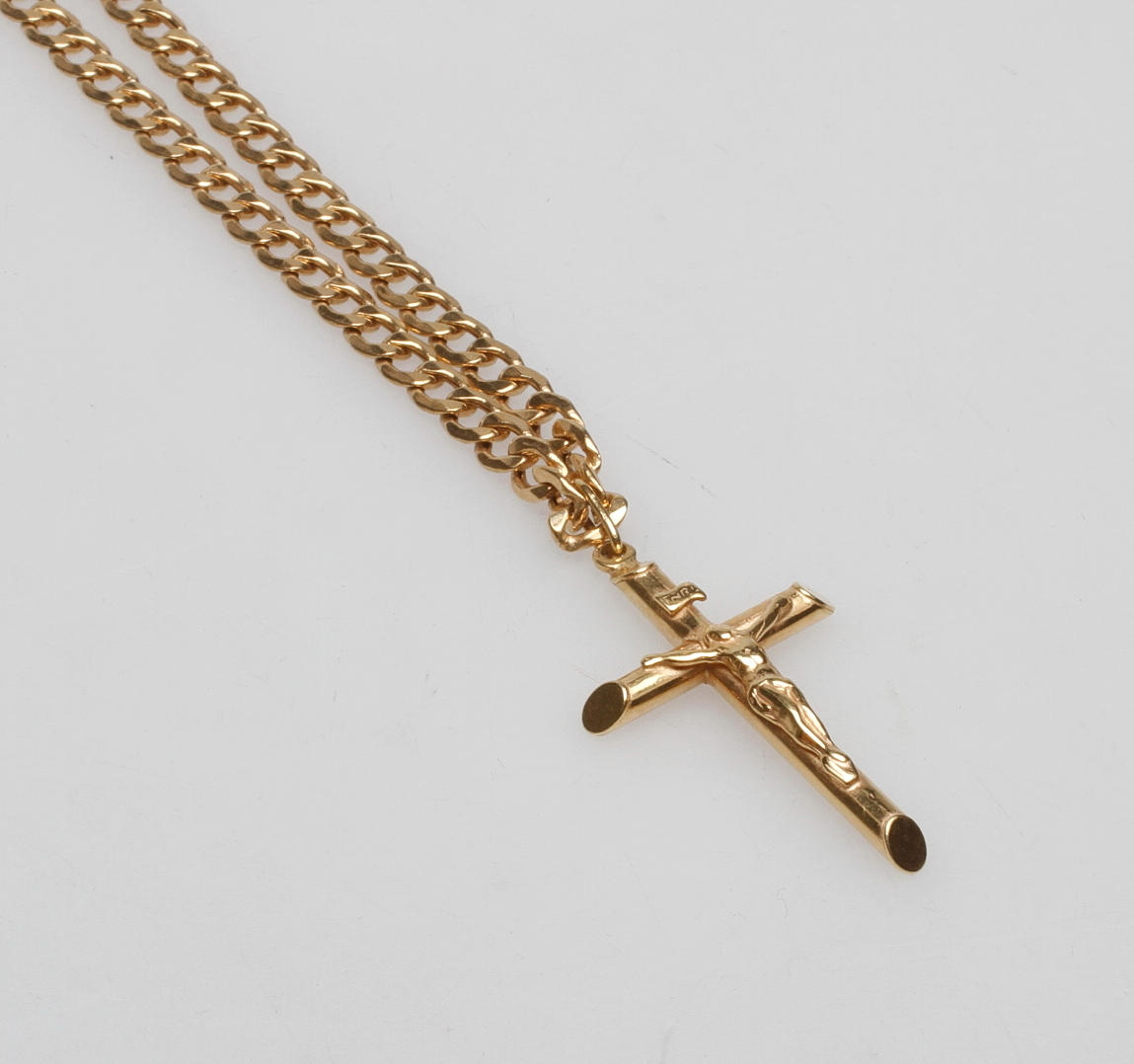 HALSKEDJA SAMT HÄNGE "KRUSEFIX", 18k guld, vikt ca 17,4 gr.