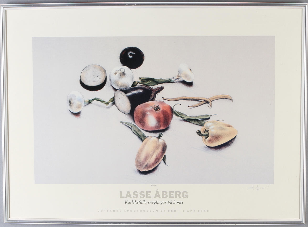 LASSE ÅBERG. Utställningsaffisch, Gotlands Konstmuseum 1990, signerad.