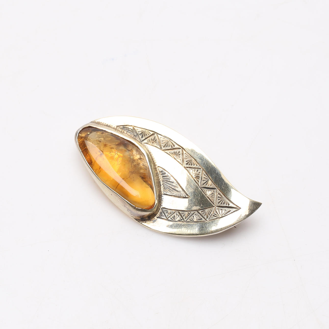 BROSCHE, Silber mit Stein, Arne Blomberg, Göteborg 1942.