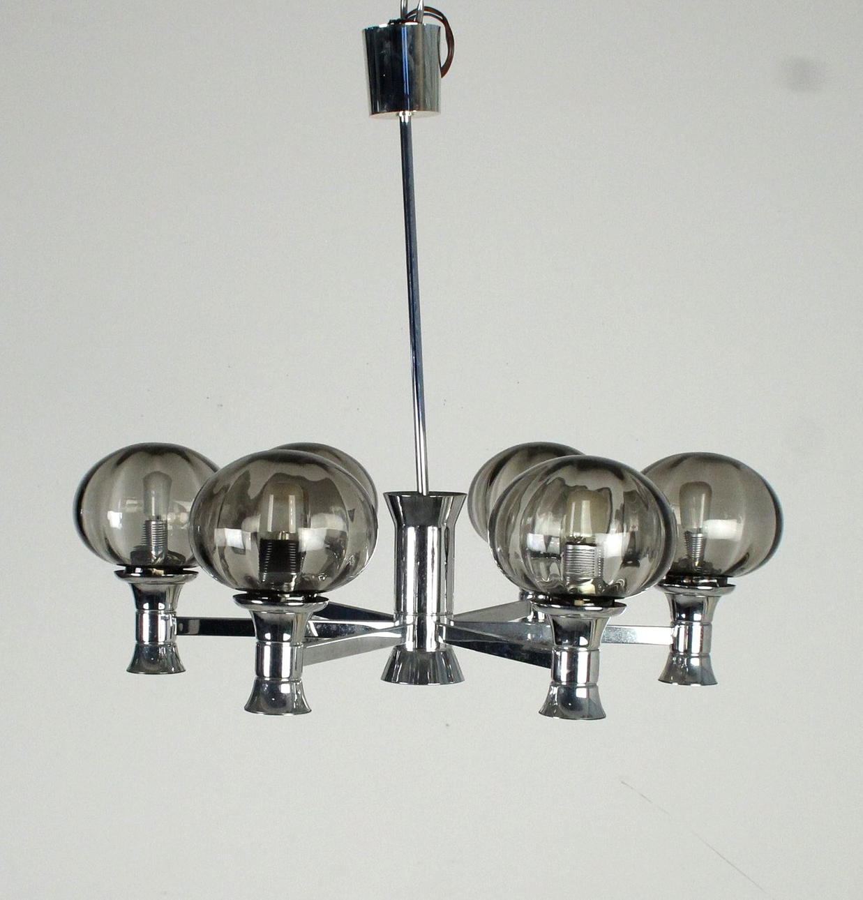 1970s ceiling light / pendant light, chrome.