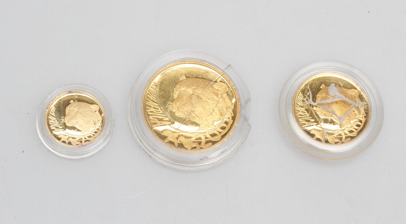 GULDMYNT, 3 DELAR, R50, R20, R10, 24K, 24.4 gr.