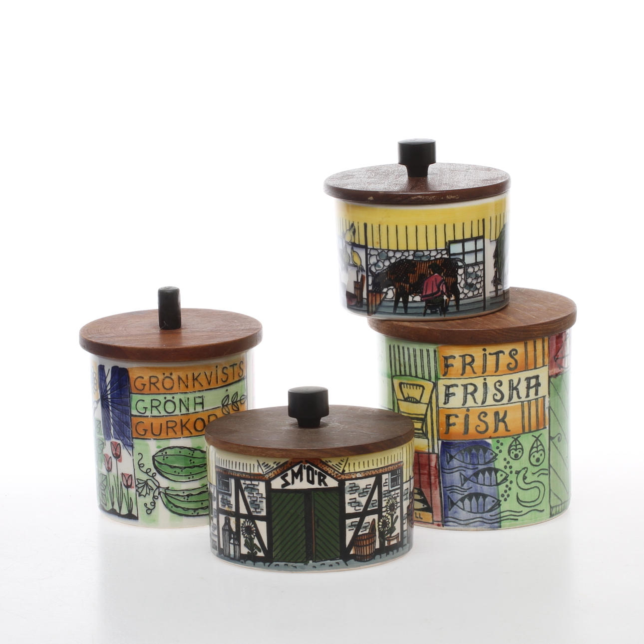 BURKAR 4 st, flintgods, Deco Hälsingborg och Jie Gantofta, 1900-talets andra hälft.