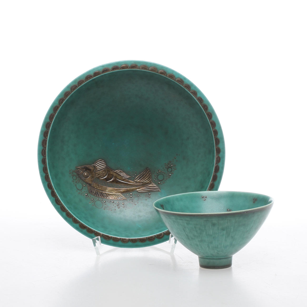 SKÅLAR, 2 st, stengods, "Argenta", Wilhelm Kåge, Gustavsberg, 1900-tal.