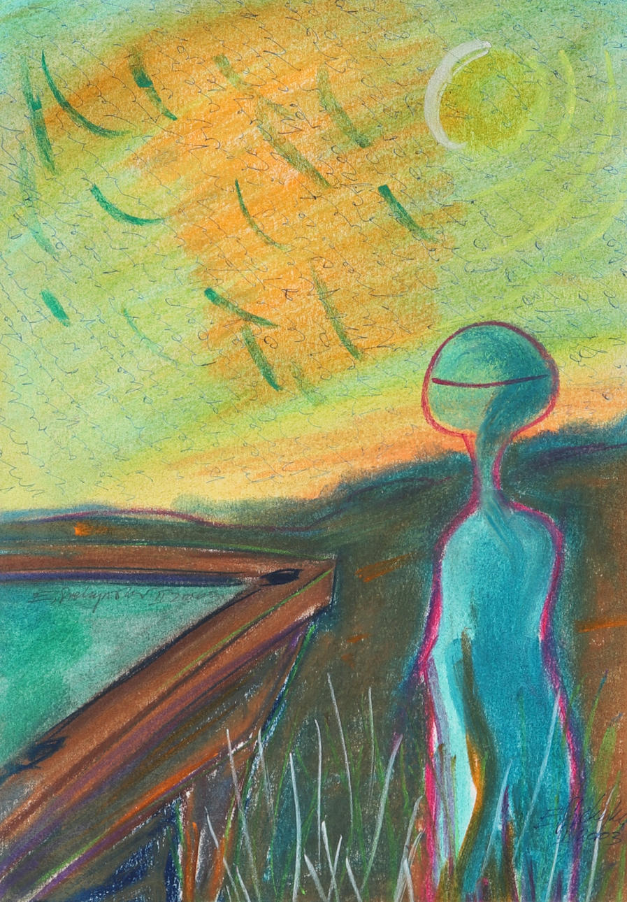 EDWARD SIEKIERZYŃSKI. mixed media on paper, surreal motif, signed, dated 2003.