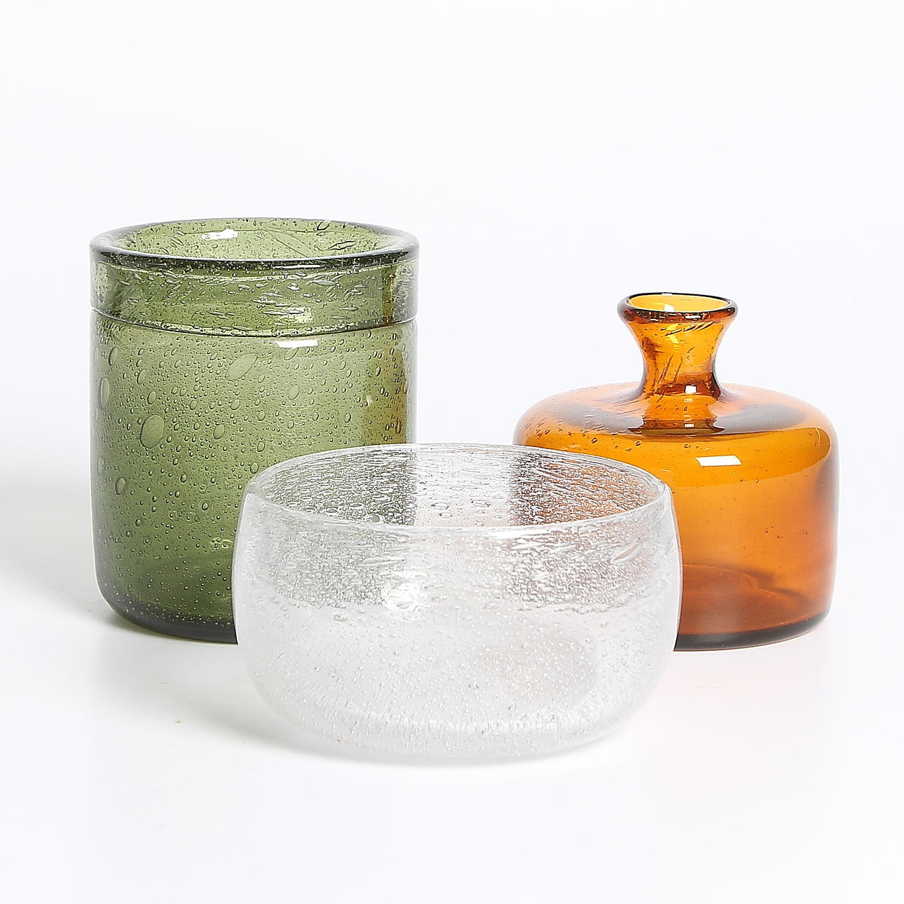 VASER samt SKÅL, 3 delar, glas, Erik Höglund, Boda, signerade.