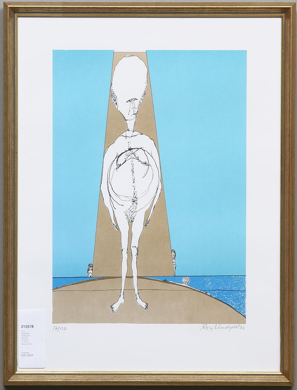 ROY LINDQVIST. Färglitografi, signerad, numrerad 17/100 och daterad 76.