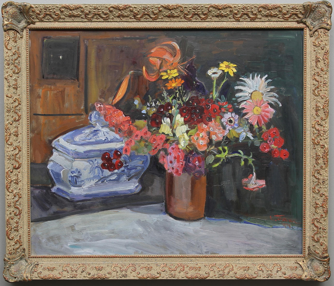 CARIN THAM. Olja på pannå, signerad och daterad 44.