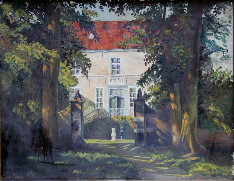 KÜNSTLER UNBEKANNT. oljemålning på duk, ståtlig villa.