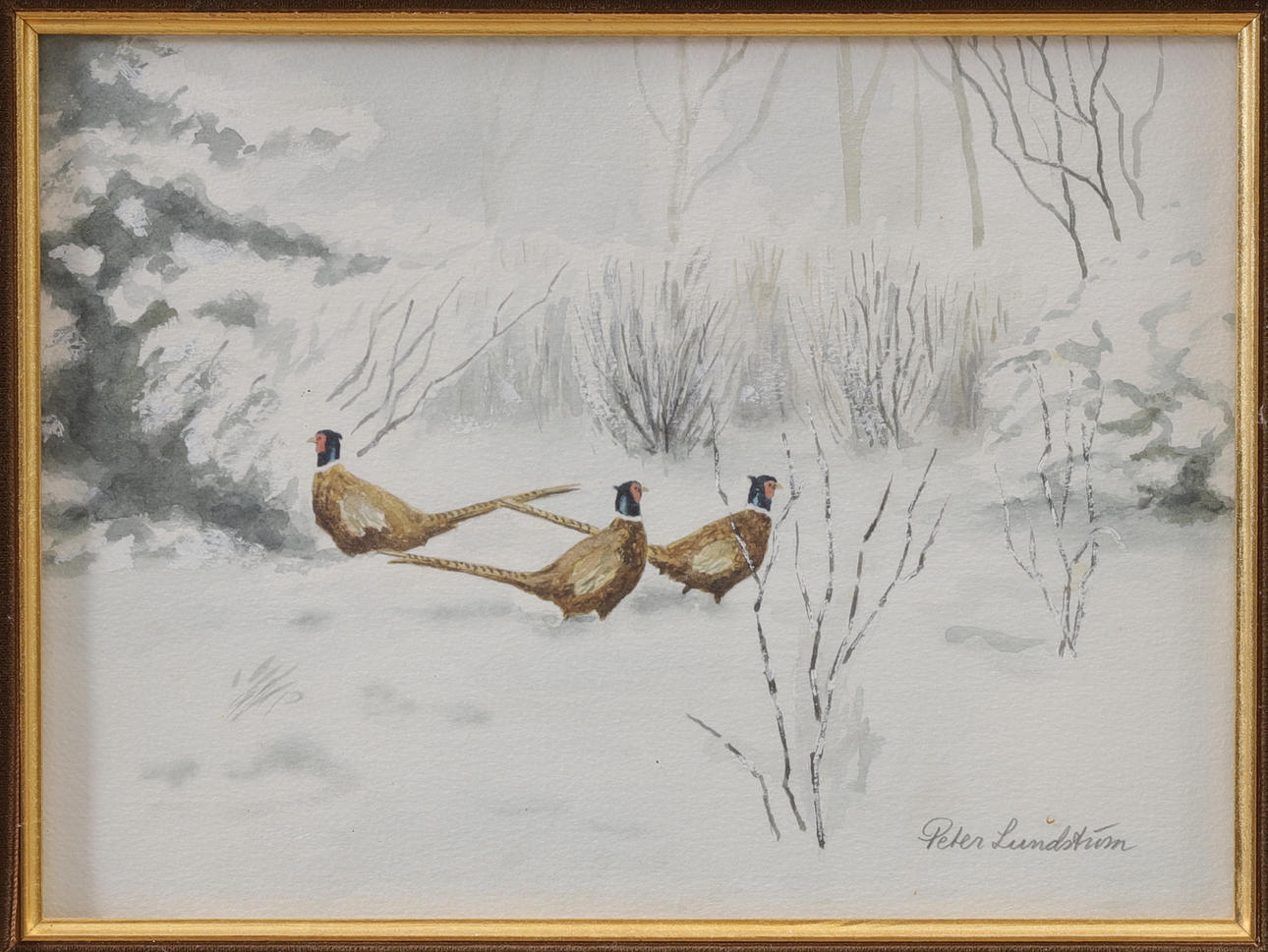PETER LUNDSTRÖM. Watercolor, Forest birds, signed.