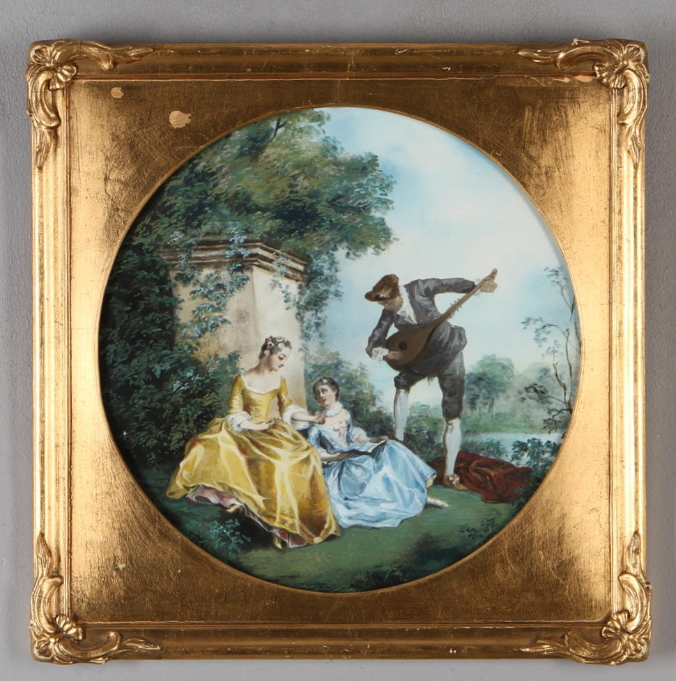 GURLI AMALIA KUYLENSTIERNA. TILLSKRIVEN. Kopia efter, Nicolas Lancrets La Lecon de musique, gouache.