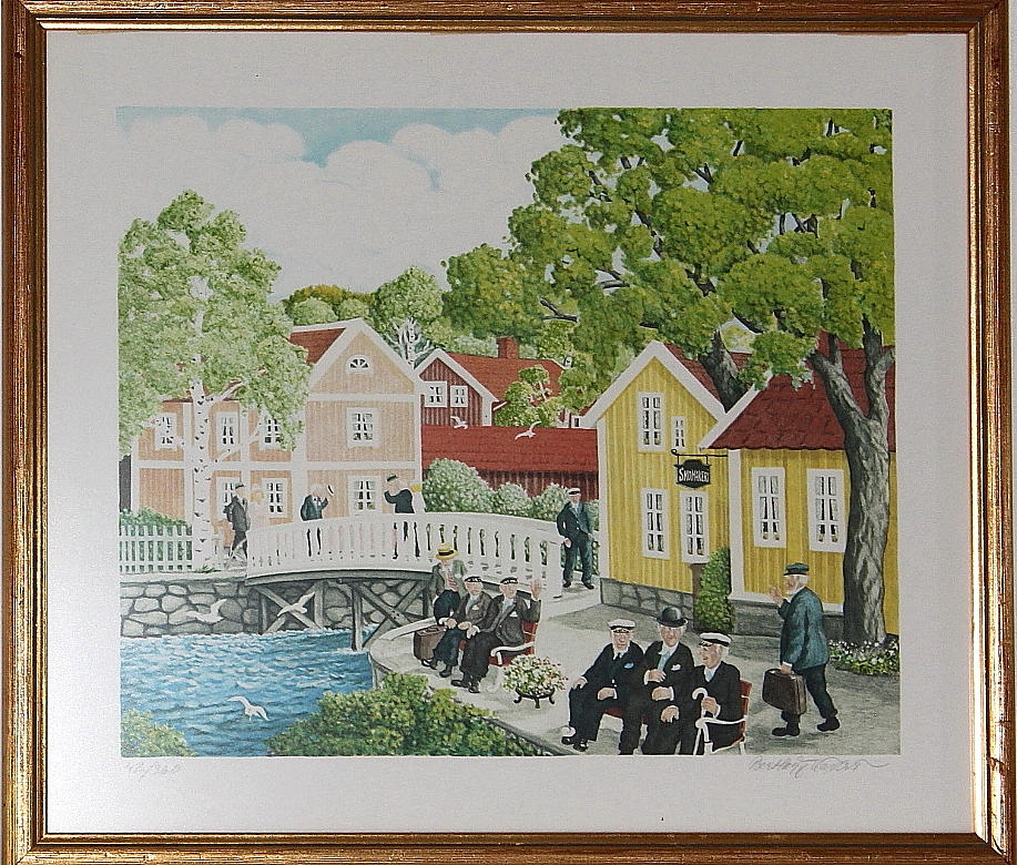 BERTH HÅGE HÄVERÖ. litografi, sjärgårdspromenad, signerad och numrerad 42/360.