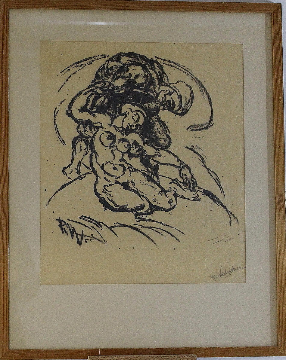 PEPI WEIXLGÄRTNER. teckning, naket par, signerad.