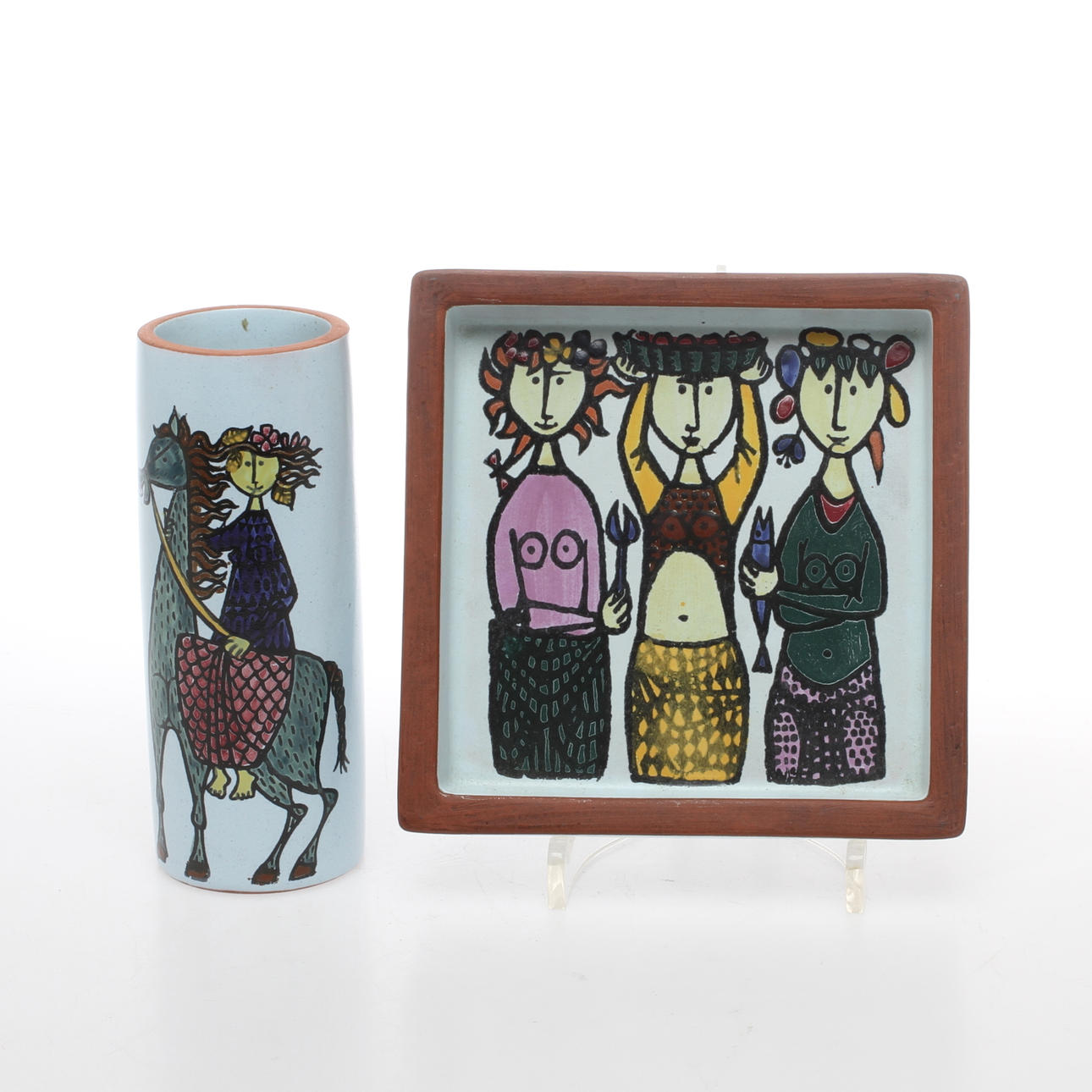 VAS samt FAT, fajans, "Karneval" Design Stig Lindberg, Gustavsberg.