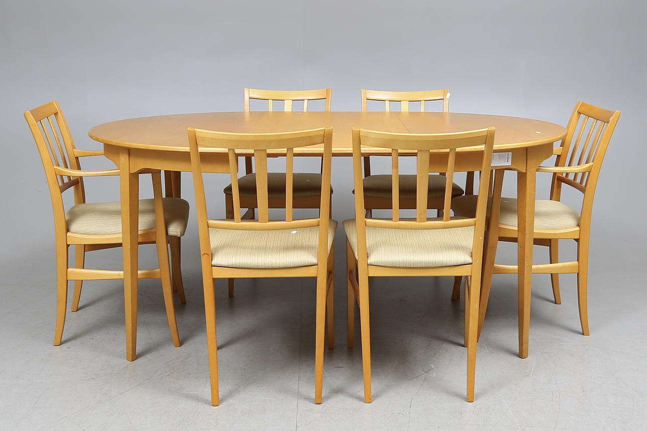 MATSALSMÖBEL, 7 delar, "Talavid", Carl Malmsten, Waggeryds möbelfabrik AB, 1900-tal.