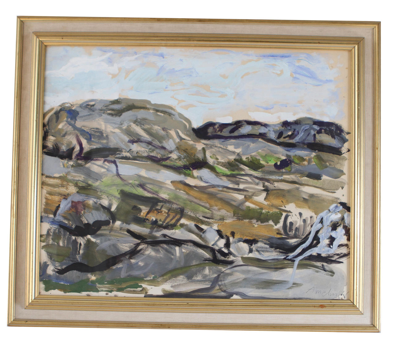 ALBIN AMELIN. Gouache. Signerad -54.