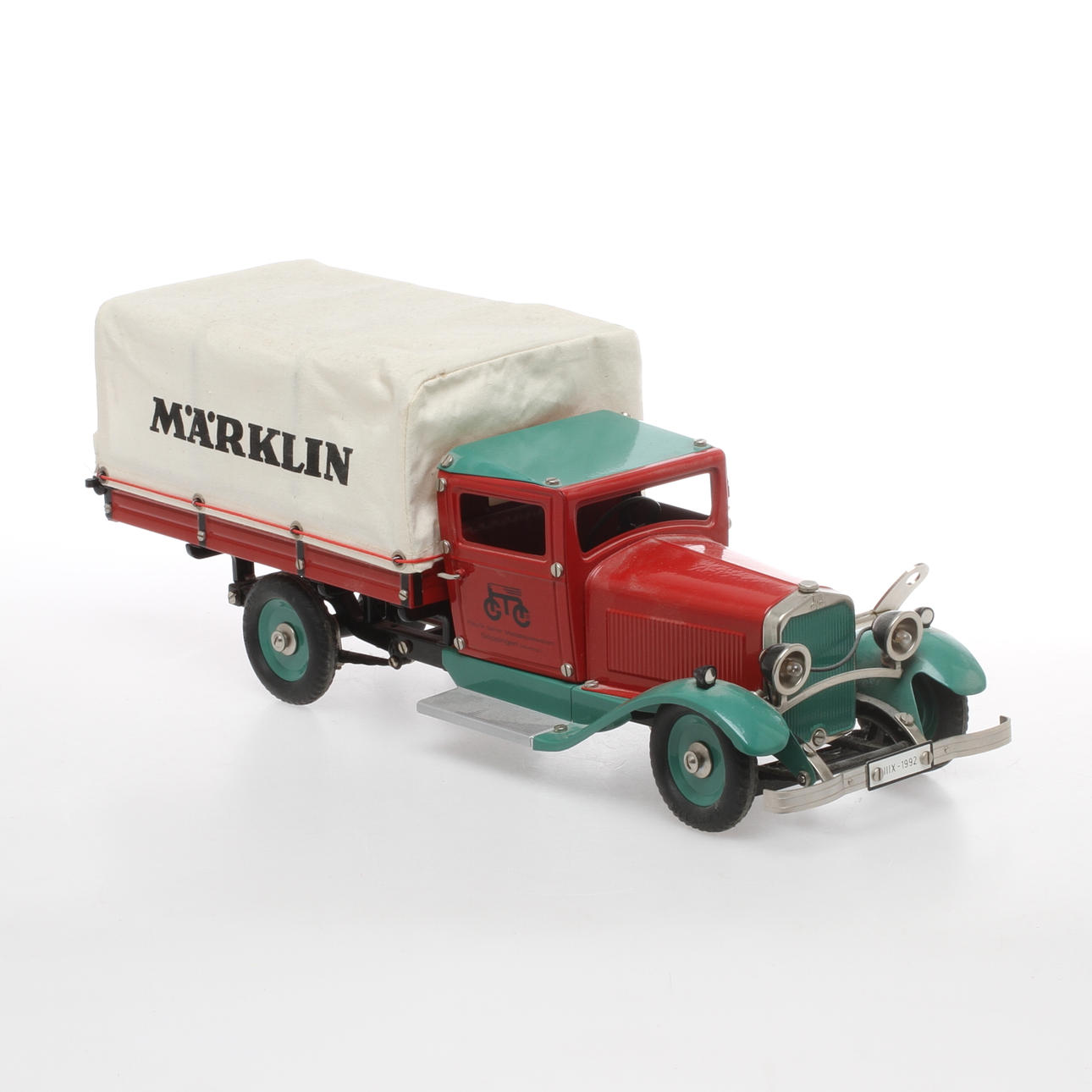 MÄRKLIN lastbil 1992 med kapell "MÄRKLIN". Urverk med nyckel. Western Germany.