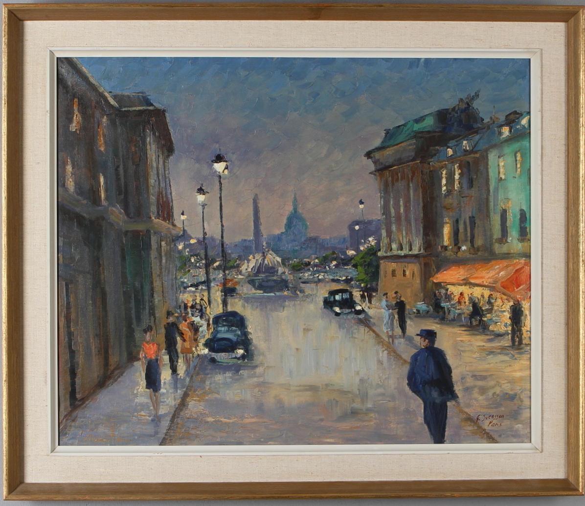 OIDENTIFIERAD KONSTNÄR. Paris, olja på duk, signerad G Svensson.