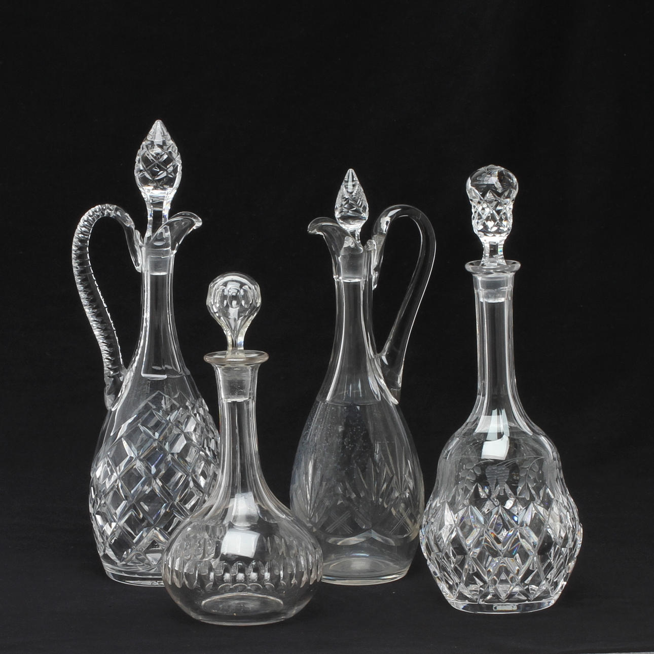 KARAFFER 4 st, glas, 1900-tal.