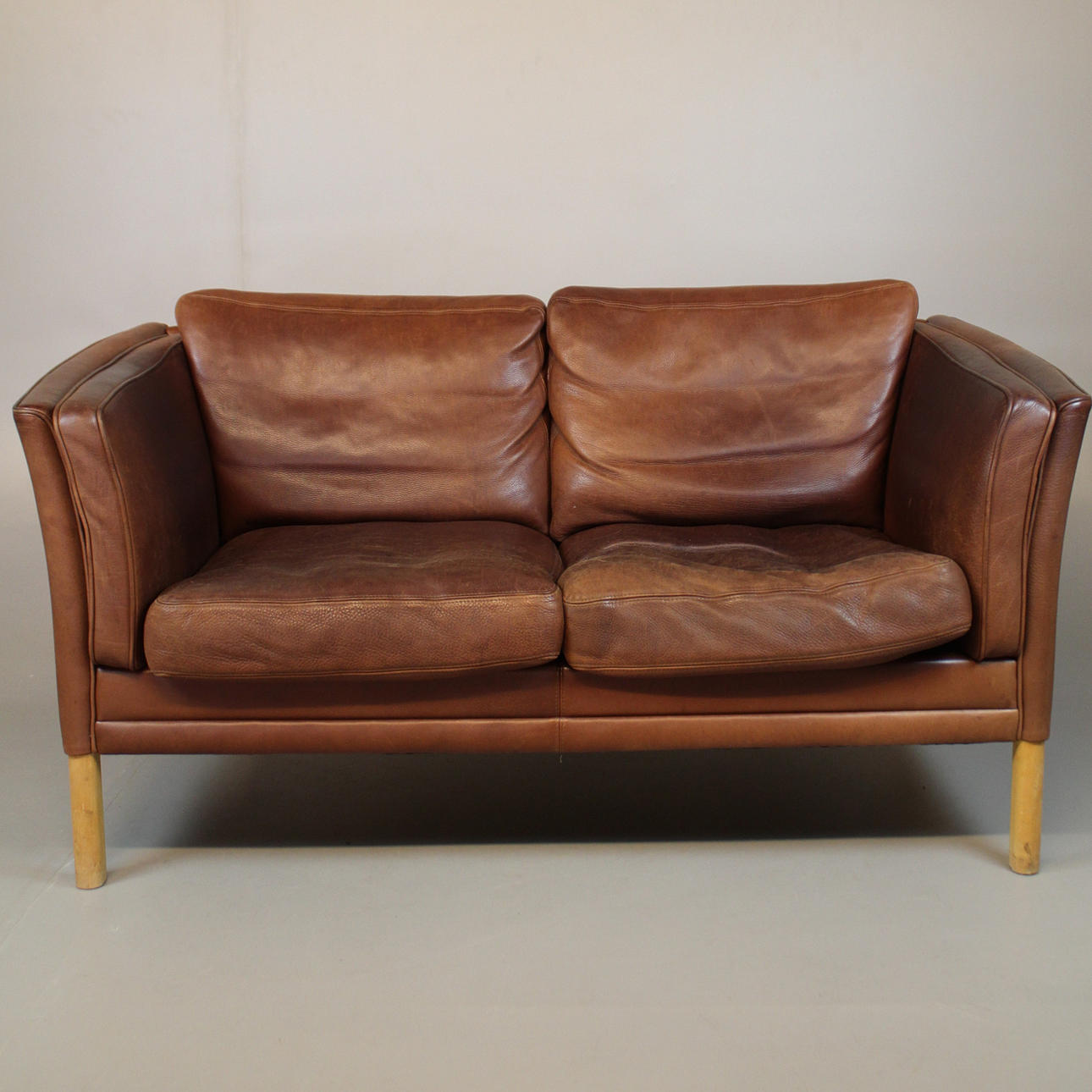 SOFA, 2 seater, brown leather Mogens Hansen.