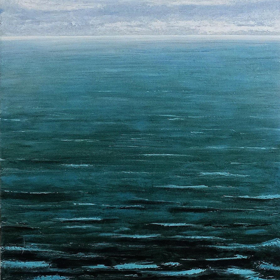 MAXIMILIAN OSTERMANN. Abstrakt blå (vand), akryl på lærred, 2002.