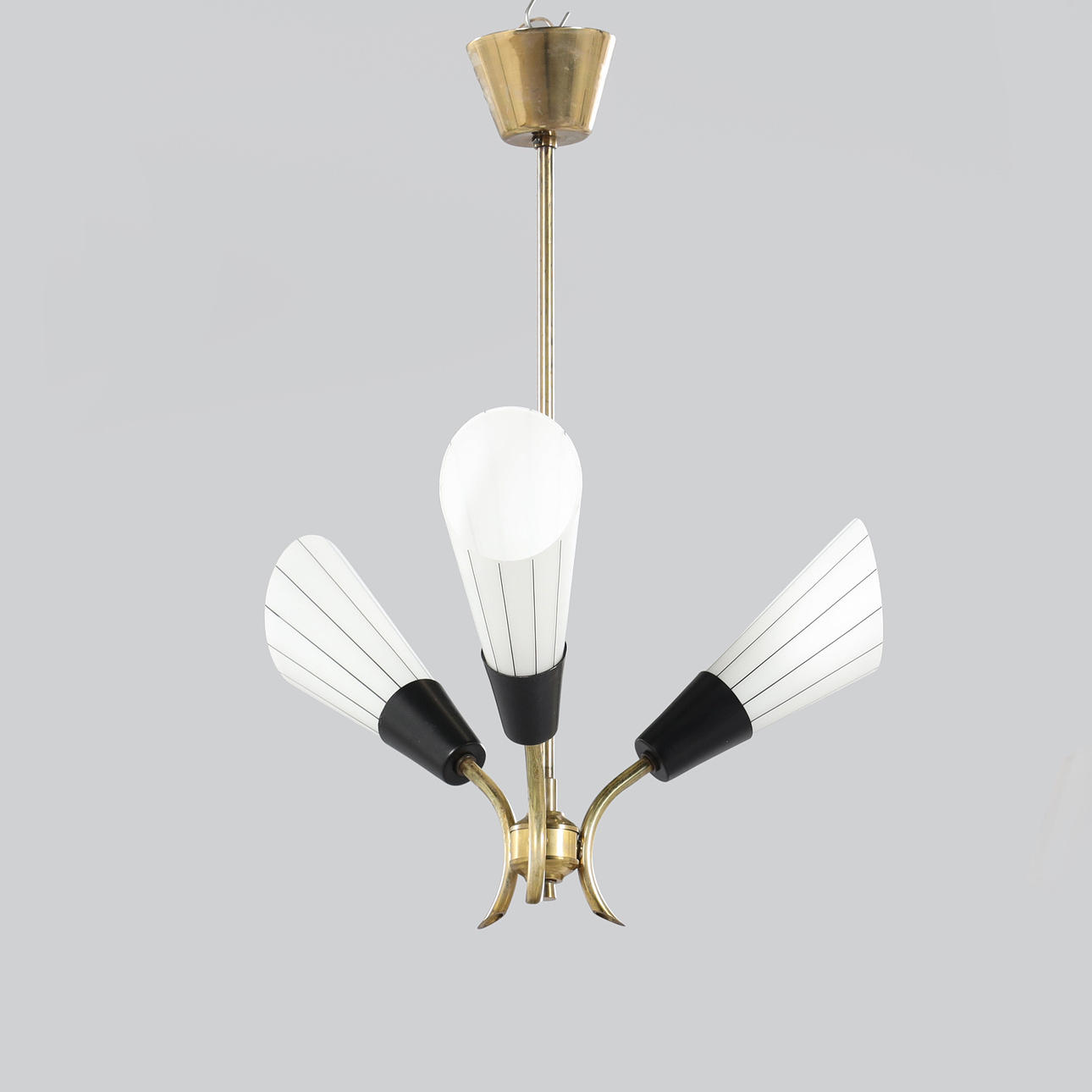 DECKENLEUCHTE, 1950er/60er Jahre, 3-armig.