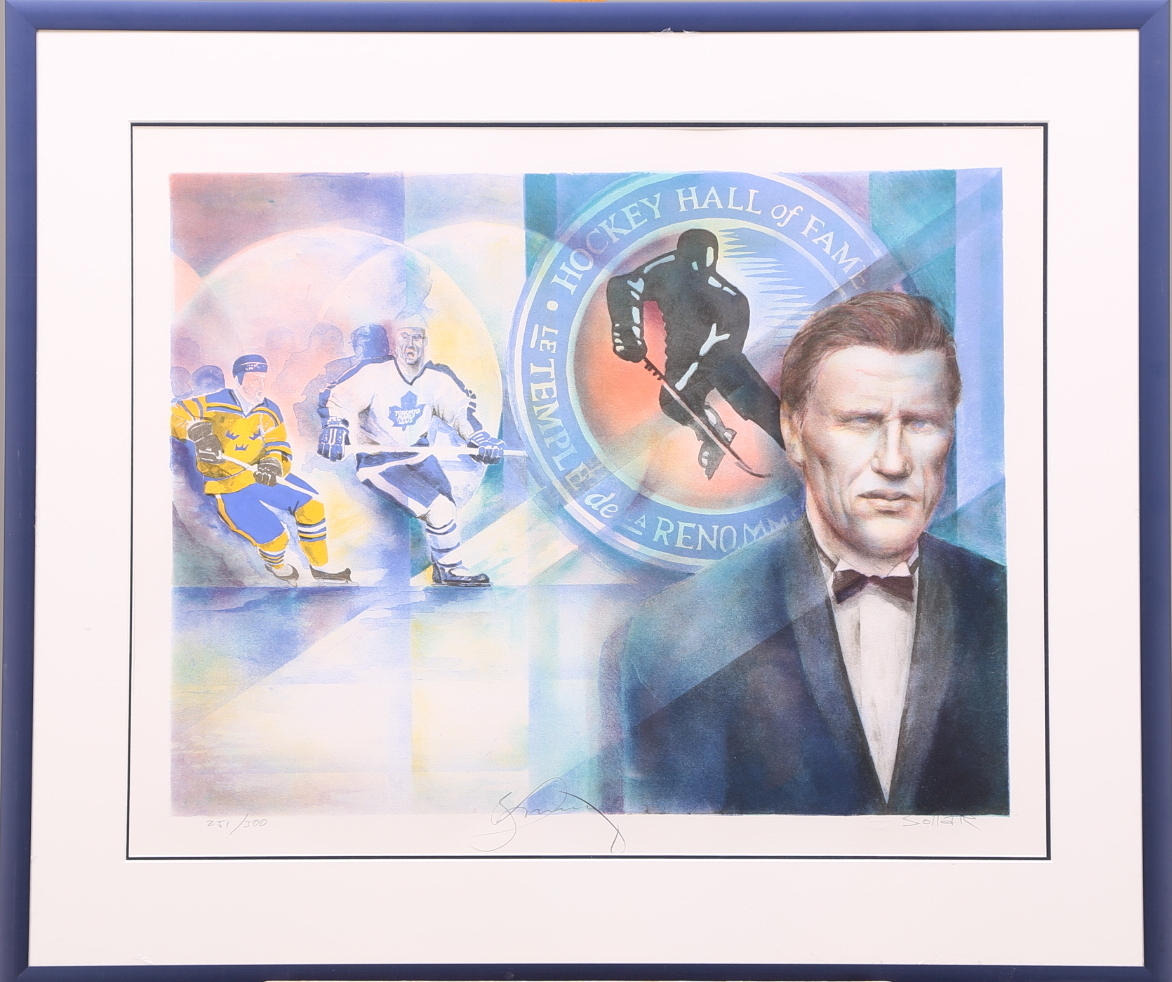 OIDENTIFIERAD KONSTNÄR. färglitografi 251/300, signerad Solla R., Börje Salming.