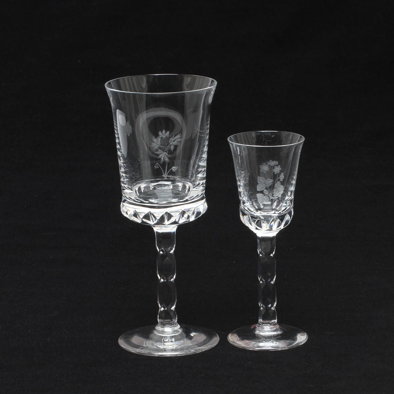 SERVISGLAS, 25 st, "Fyrklövern", glas, Orrefors.