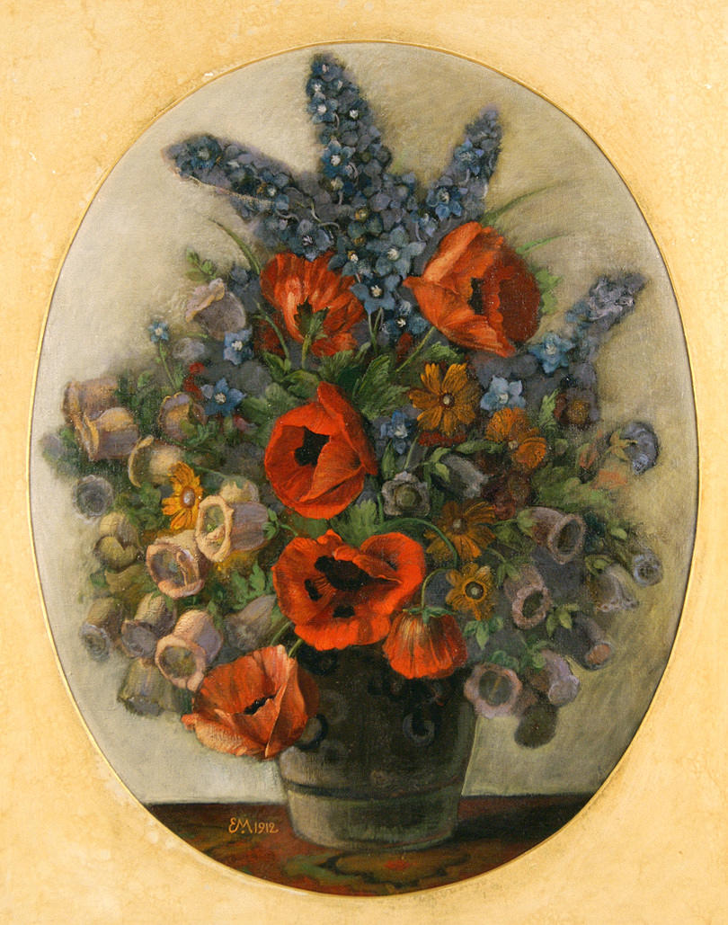 MEYER, ERNST. - ”Field Bouquet” - olja/duk. 83 x 64 cm (oval).