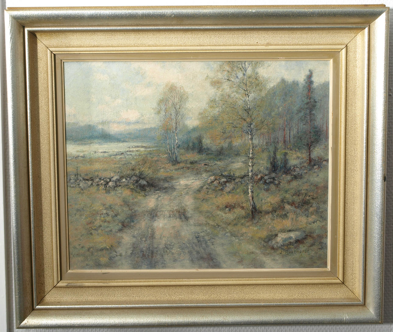 JEAN ROSENGREN. Olja på duk, Skogsstig, signerad J. Rosengren.