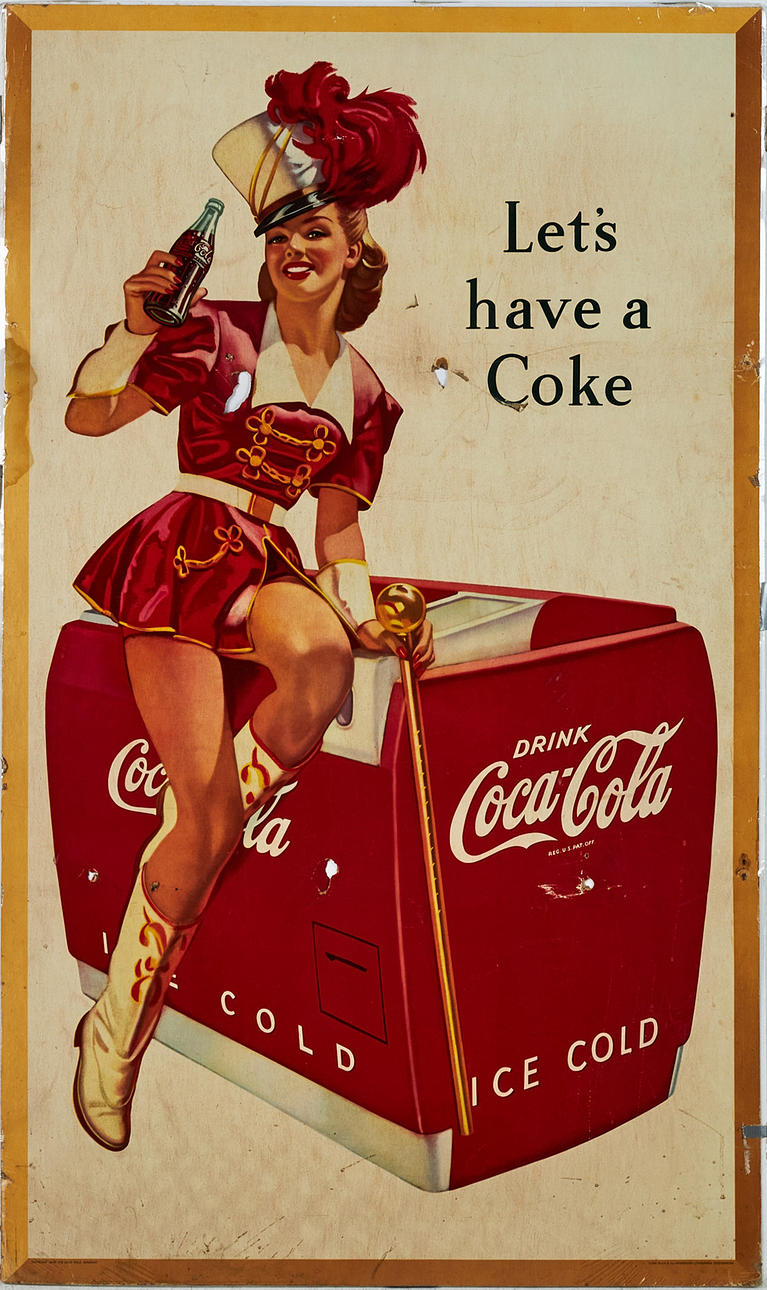 "Let's have a Coke", reklamaffisch, Coca Cola, Litho in U.S.A. by McCandlish Corporation, USA, daterad i trycket 1946.